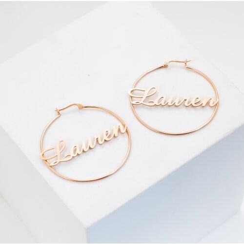 DODOAI Name Hoop Earrings , Gold Hoop Earrings, Personalized Earring, Custom Name Hoops, Large Hoop Earrings,Mom Gift