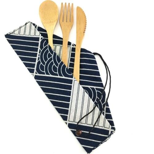 Bamboo Travel Utensils To-Go Reusable Bamboo Cutlery Set with Carrying Case Wood Flatware Travel Set Bamboo Charcoal Toothbrush