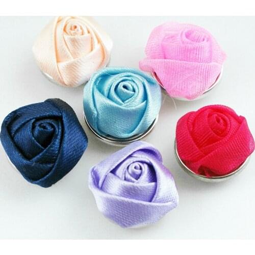 FF2276 10pcs/lot Handmade cloth Roses metal snap button 18mm