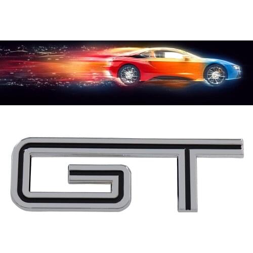 Chrome Black GT for Shelby Door Fender Trunk Lid Emblem Decal Badge Sticker