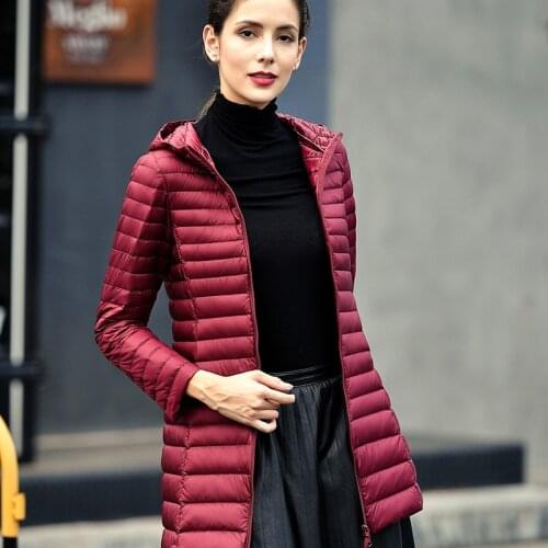 Long Ultra Light 80% White Duck Down Jacket Women Winter Coat Thin Female Winter Slim long Warm Jacket Windproof Down Coat