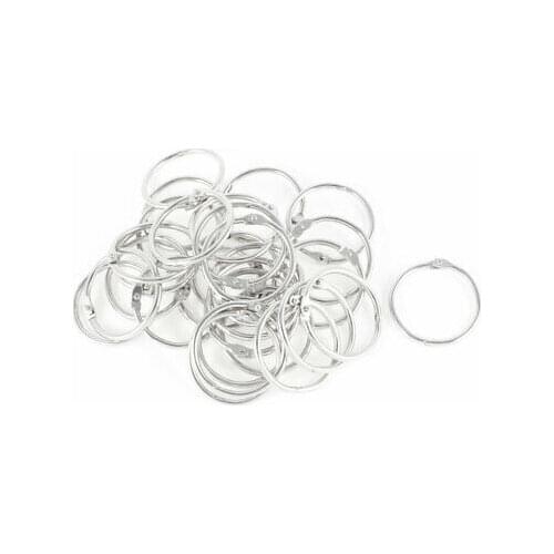 Metal Openable Loose Leaf Ring Keychains Silver Tone 38mm Diameter 30 pcs