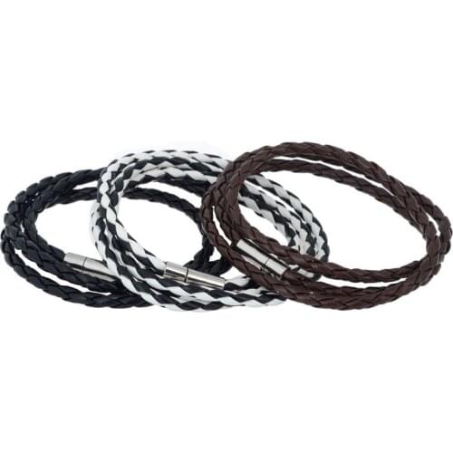 WGK Fashion Women Men Leather Interlaced Cuff Bangle Wristband Unisex Bracelet