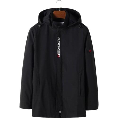 Mens fashion brand jacket mens waterproof windproof jacket spring and autumn mens hooded jacket coat large size jacket L-8XL