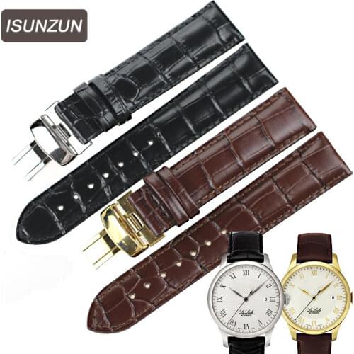 ISUNZUN Mens For Tissot 1853 T41 Locke PRC200 T461 T17 Watch Band Black Leather Watch Strap Watches Accessories WatchBands