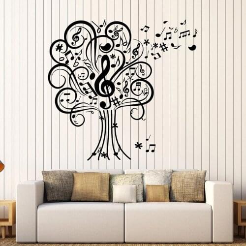 Musical Tree Wall Decal Music Art Studio Concert House Interior Decor Vinyl Window Stickers Nursery Music Note Cute Mural M298