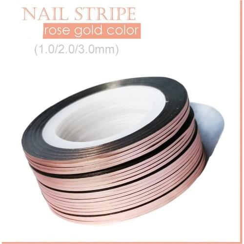 NSL03-4 10pcs 1/2/3mm Rose Gold Colors Rolls Striping Tape Line Nail Art Decoration Sticker Metallic Striping Nail Tape Sticker