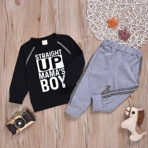 Baby Boys Clothes Winter Letter Printed Boys Clothing Set Long sleeves Leisure boys t shirt+ Pant 2pcs kids clothes set