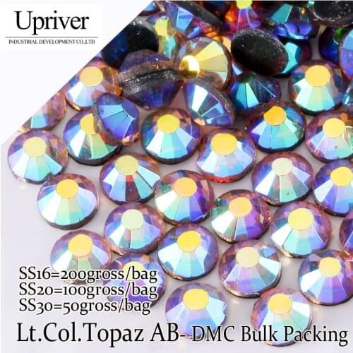 Upriver Wholesale Large Pack Bulk Packing Shiny Stones More Cheaper SS16 SS20 SS30 Light colorado Topaz AB Hotfix Rhinestones