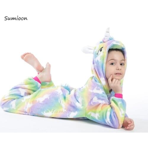 Kigurumi Children Winter Sleepwear Kids Unicorn Panda Pajama sets Baby Girls Boys Licorne Onesies for 4 6 8 10 12 Years