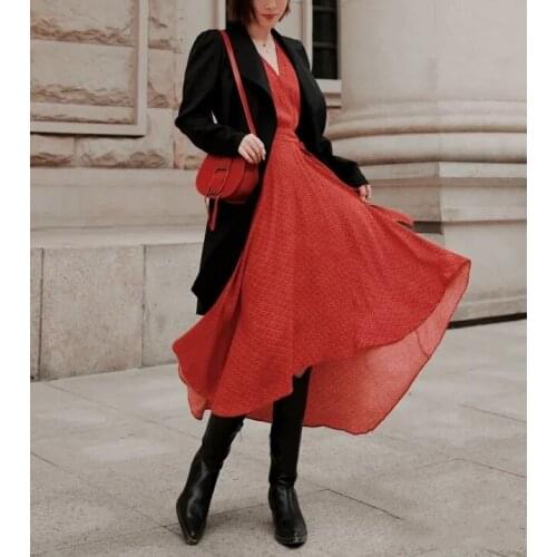 100% Viscose Women Midi Dress V-Neck Ladies Short Sleeve Mid-Calf Knee Length Robes Long Dresses Female Outfit Spring Summer