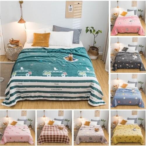 Bedcover Blanket Super Soft High Density Flannel Blanket for Sofa/Portable Bed