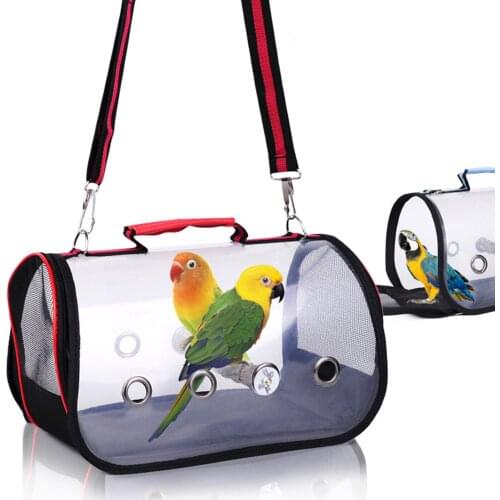 Portable Clear Bird Cage Lightweight PVC Breathable Bird Parrots Cage Airy Travel Bag Easy Cleaning Pet Parrot Travel Agreeable