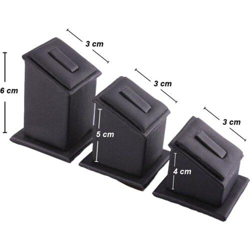 Enlightened Decor New Domestic Leather Black Three Suit Ring Display Stand (Aydındecor)