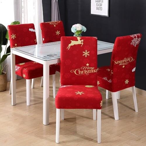 1/4/6/8pcs Christmas Chair Cover Stretch Seat Case Spandex Jacquard Chair Covers Elastic for Kitchen Dining Room Chair Banquet