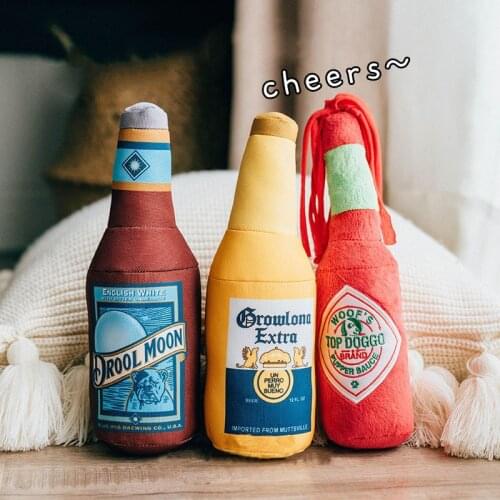 Dog Cat Pet Chew Toys Durability Vocalization Bite Toys for Dog Beer Bottle Dolls Pet Accessories Dog Products High Quality