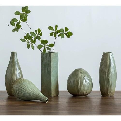 Vase Ceramic Green Porcelain Vintage Flower Vase Home Decoration Small Vases Living Room Decorations Creative Handmade Vases