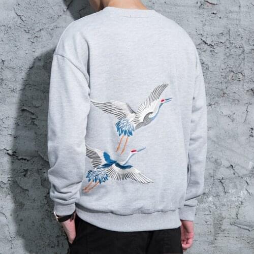 EL BARCO Spring Embroidery Cotton Men Sweatshirt Soft Black Male Tops Shirt O-Neck Grey Hoodies Coats Harajuku Pink Jackets 3XL