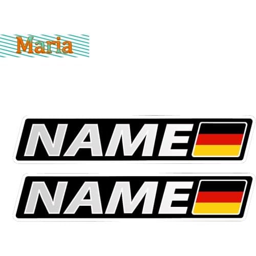 2X Custom Name Flag Car Bike Kart Bumper Motorcycle Helmet Decal Vinyl Cover Scratched Waterproof PVC