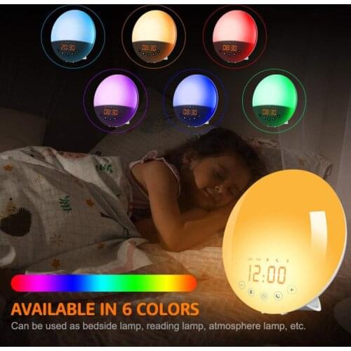 Wake Up Light Digital Alarm Clock Sleep Aid with Sunrise & Sunset Simulation for Bedroom Bedside and Heavy Sleepers 7 Colors