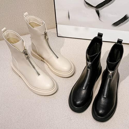 British Front zipper boots women shoes muffins short microfiber botines net celebrity riding boots winter warm plush botas 2020