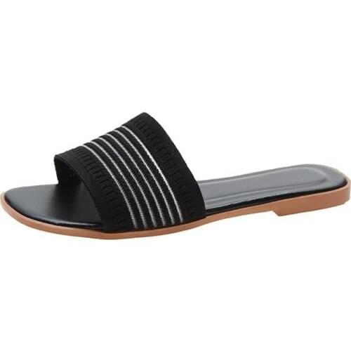 Flat Slippers Women 2021 Summer New Fashion Woman Slippers Knit Students Shoes Female Casual Kroean Sandals A093