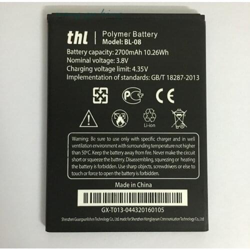 100% Original BL-08 Battery Replacement For THL 2017 2700mAh 3.8V Backup Bateria Smartphones Repair Parts - In Stock