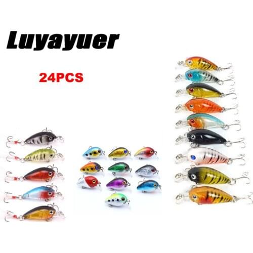 24Pcs Topwater Mini Crankbaits Fishing Lure Trolling Wobblers Fishing Tackle Lures Bass Swimbait
