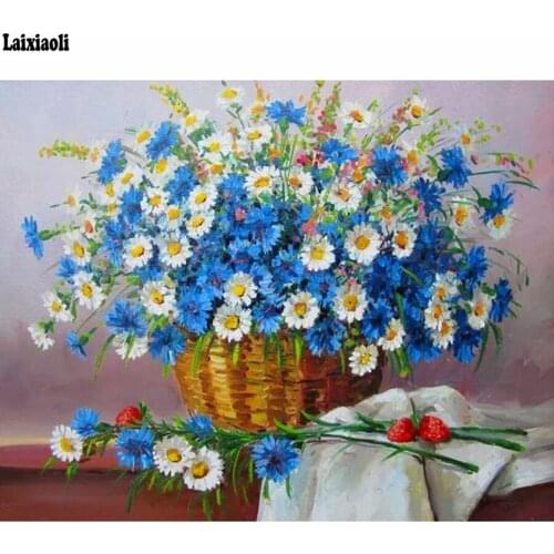 5d DIY Diamond Painting Cross Stitch white daisy Needlework Diamond Embroidery Crystal Full Diamond Mosaic watercolor flower