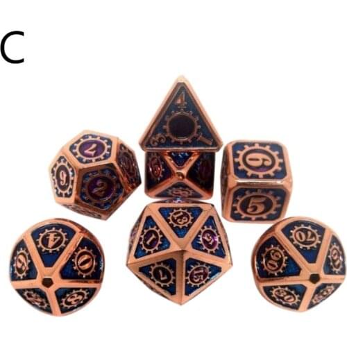 7pcs Metal Dice Set DND Solid Polyhedron for Party RPG MTG Role Playing Games XXUF