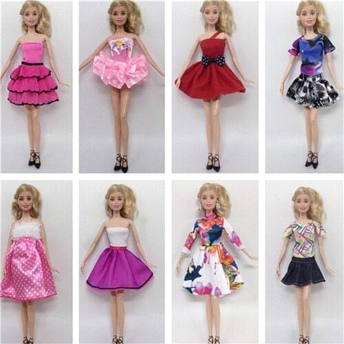 8 Pcs/lot best sellers Fashion Doll Clothing Sets Clothes Casual Party Dress Suits For Barbie Doll Best Gift Baby Toy
