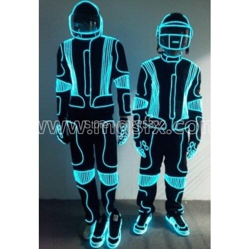 Free shipping EL Wire light up dance suit Luminous costume