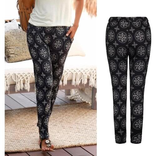 Women New Casual Pants High Waist Printing Easy Trousers Long Pants Daily Outdoor Pants Boho Beach Pockets Pants Штаны Женский