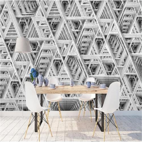 Black and White Triangles Abstract Geometric 3D Background Wallpaper Mural Office Restaurant Cafe Industrial Decor Wall Paper 3D