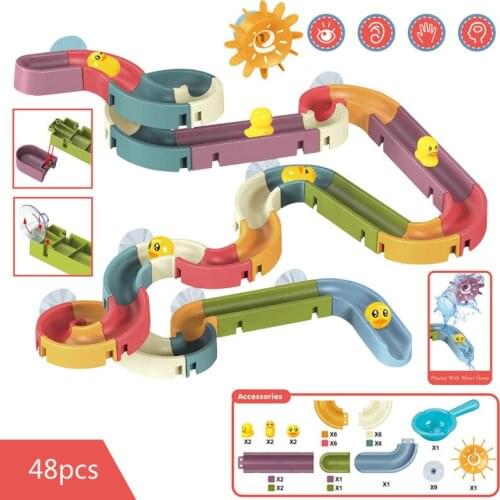 Bath Toys Baby Bathroom Duck DIY Track Bathtub Kids Play Water Games Tool Bathing Shower Wall Suction Set Bath Toy for Children