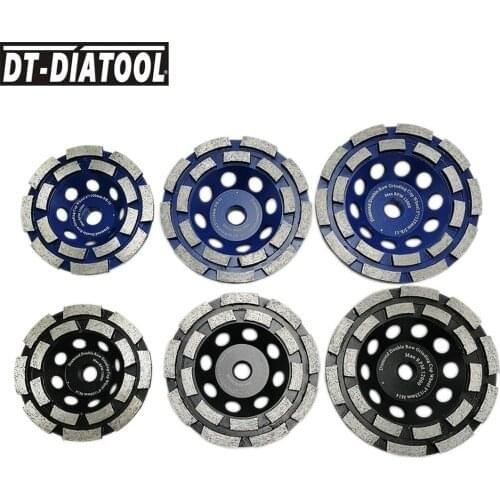 DT-DIATOOL 2pcs/pk 100/115/125/180mm Diamond Double Row Cup Grinding Wheel M14 or 5/8-11 for Concrete hard stone granite marble