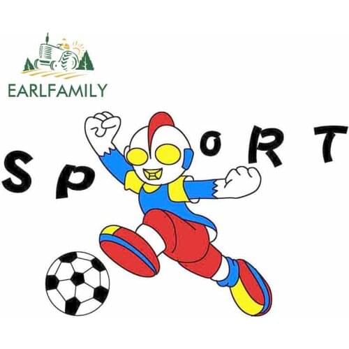 EARLFAMILY 13cm x 7.7cm For Ultraman Play Football Personality Stickers Anime Waterproof Vinyl Car Personality Sticker