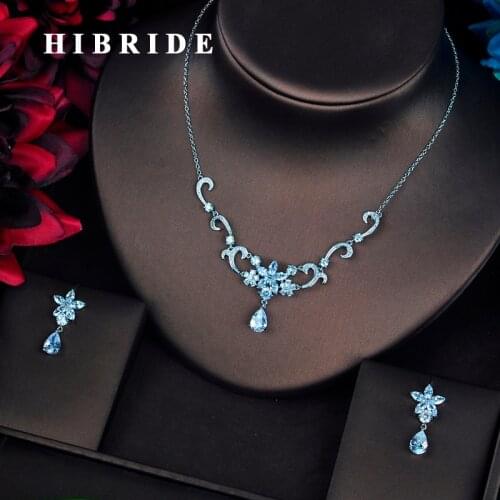 HIBRIDE Elegant Flower Design Small Jewelry Set For Women Bridal Jewelry European Style Tear Drop pulseira feminina N-661