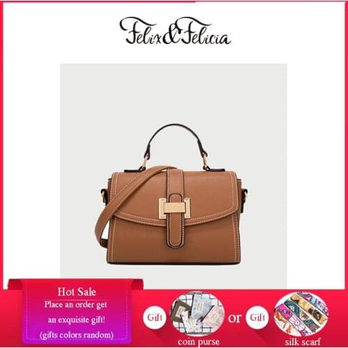 FELIX & FELICIA Fashion Single Shoulder Bags For Women Retro Ladies PU Leather Casual Messenger Handbag Crossbody Flap Tote Bag