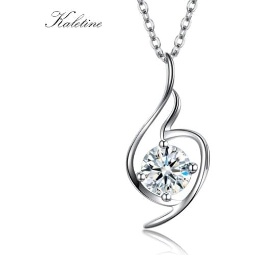 Kaletine Solid 925 Sterling Silver Long Chain Necklace Bling Bling Solitaire CZ Stone Angel Pendant Necklace Gift for Mother