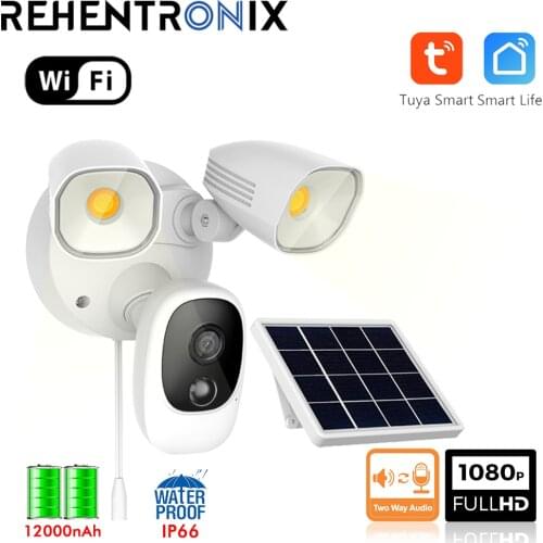Tuya Camera Floodlight 1080P Outdoor Solar Panel WiFi Version Security Wireless Monitor Waterproof CCTV Smart Home Surveillance