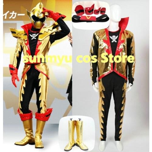 Kikai Sentai Zenkaiger TwoKaizer Zox Goldtsuiker Zokkusu Gorudotsuika Gold bodysuit with inner hood gloves cosplay costume