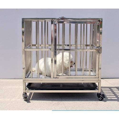 Dog cage with toilet home indoor and outdoor large dog small medium dog universal mobile stainless steel bold pet cage