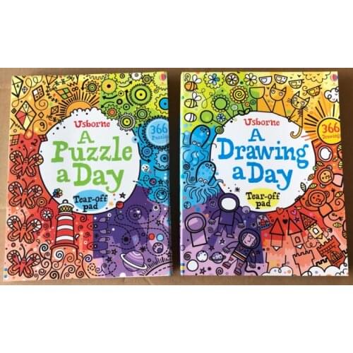 5-12 year Childrens English story book A Drawing A Day/ A puzzling a Day help child be reader early education book 2pc/set