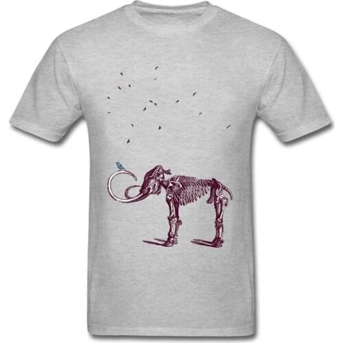 2018 Mammoth And The Birds Men T-shirt Grey Tee Shirt Mans Skeleton Skull Print Unique Summer Tops Drop Shipping