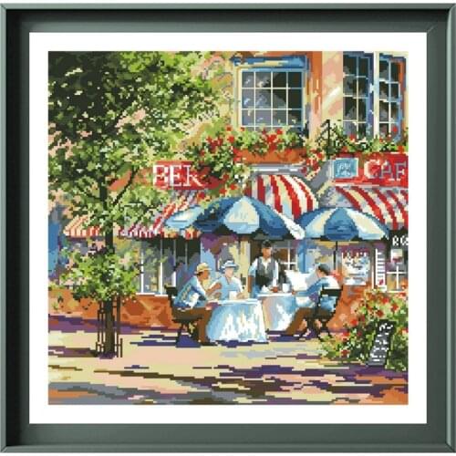 Cafe in the sun cross stitch kits Dreampattern embroidery needlework sets 18ct 14ct 11ct white cloth DIY handmade