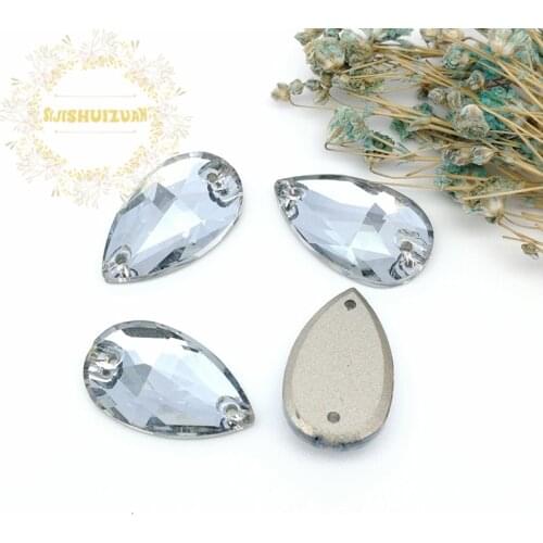 New product Blue phantom 001BS Water drop Crystal Glass Sew-on Rhinestones with two holes DIY wedding Dresses and Clothes