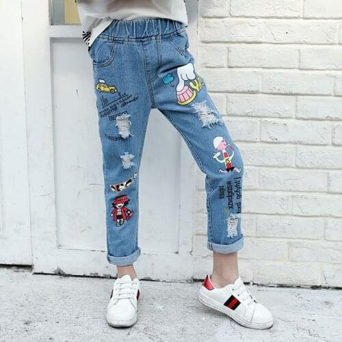 2-14Y Teenage Children Girls Jeans 2019 Warmed Fashion Elastic Waist Pants Kids Skinny Jeans for Girls Trousers Kids Clothes Hot