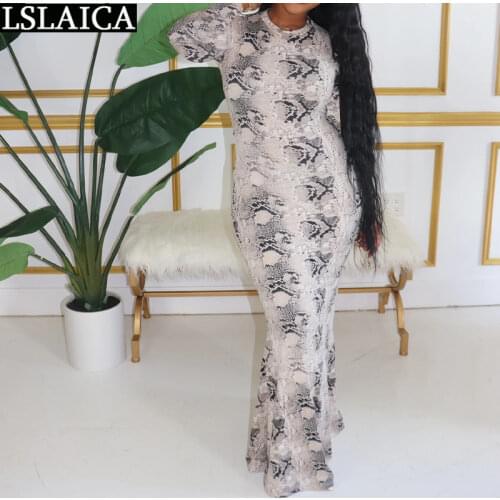 Long Sleeve Dress Women Fashion Print Round Neck Maxi Dress Plus Size Sexy Hollow Out Evening Party Female Dresses Femme Robe