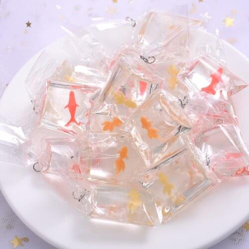 New 6Pcs/Pack 3 Colors Acrylic Pendants Transparent Cartoon Goldfish Shape Charm Pendants For Necklace Diy Bracelet Accessories